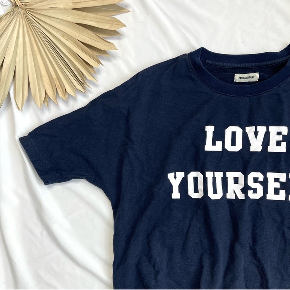 Zadig & Voltaire Love Yourself Navy Blue Crew Neck Oversized Shirt or Sweatshirt - Picture 6 of 9